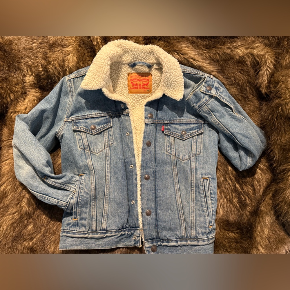 Levi's Cream Sherpa Lined Jean Jacket
